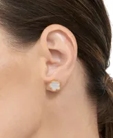 Adornia White Mother Of Pearl Clover Stud Earrings