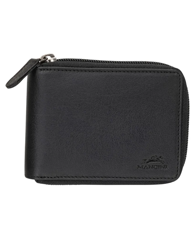 Mancini Monterrey RFID Zippered Wallet with Removable Passcase Brown