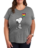 Hybrid Apparel Trendy Plus Peanuts Snoopy Pride Rainbow Heart Graphic T-shirt