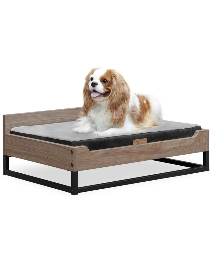 TailZzz Milo Wooden Pet Bed with Mattress | Small to Medium Pet Bed with Mattress | Elevated Pet Bed | Water-resistant Pet Mattress | Greenguard Gold