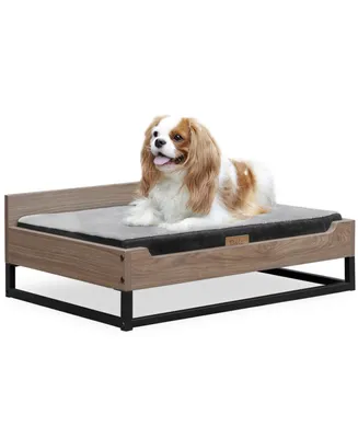 TailZzz Milo Wooden Pet Bed with Mattress | to Pet Bed with Mattress | Elevated Pet Bed | Water