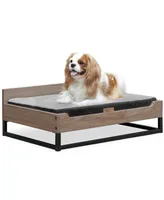 TailZzz Milo Wooden Pet Bed with Mattress | Small to Medium Pet Bed with Mattress | Elevated Pet Bed | Water-resistant Pet Mattress | Greenguard Gold