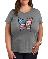 Hybrid Apparel Trendy Plus Americana Butterfly Graphic T-shirt