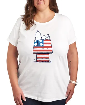 Hybrid Apparel Trendy Plus Peanuts Snoopy 4th of July Graphic T-Shirt