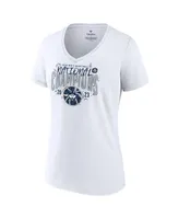 Women's Fanatics White UConn Huskies 2023 Ncaa Men's Basketball National Champions Confetti V-Neck T-shirt