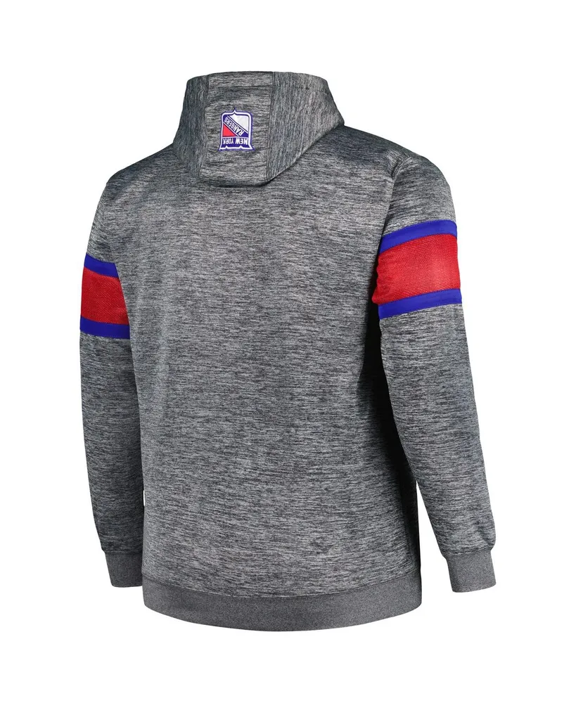 Men's Heather Charcoal New York Rangers Big and Tall Stripe Pullover Hoodie