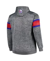 Men's Heather Charcoal New York Rangers Big and Tall Stripe Pullover Hoodie