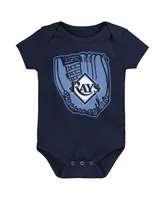 Newborn and Infant Boys Girls Light Blue, Navy, White Tampa Bay Rays Minor League Player Three-Pack Bodysuit Set