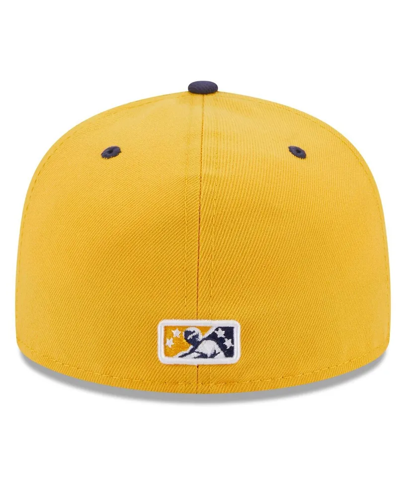 Men's New Era Gold Montgomery Biscuits Authentic Collection Alternate Logo 59FIFTY Fitted Hat