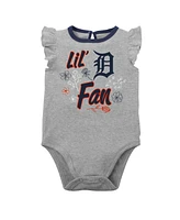 Newborn and Infant Boys Girls Navy, Heather Gray Detroit Tigers Little Fan Two-Pack Bodysuit Set