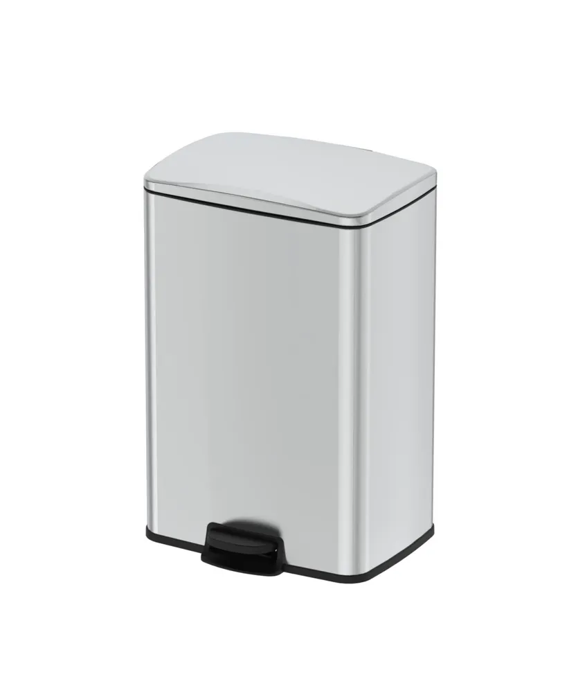 Mega Casa 13 Gal./50 Liter Rectangular Stainless Steel Step-on Trash Can for Kitchen