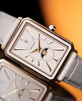 Balmain Women's Swiss Eirini Moonphase White Leather Strap Watch 28x37mm
