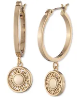 Givenchy Gold-Tone Logo Coin Charm Hoop Earrings
