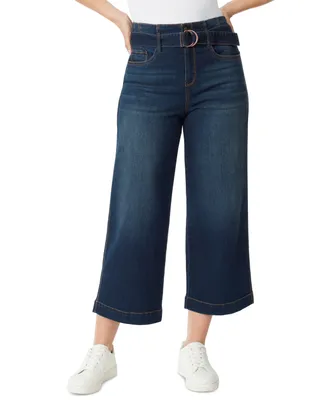 Gloria Vanderbilt Women's Cropped Wide-Leg Belted Jeans