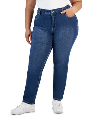 Style & Co Plus Size Mid-Rise Straight-Leg Jeans, Created for Macy's