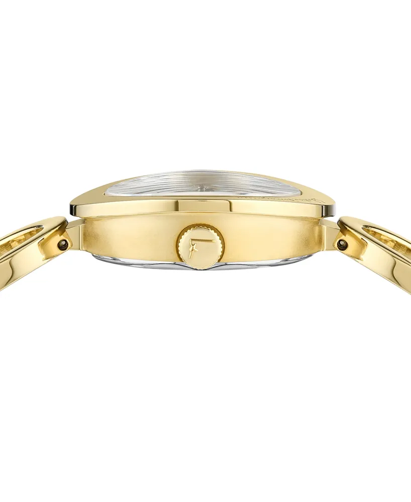 Salvatore Ferragamo Women's Swiss Gancino Gold Ion-Plated Bracelet Watch 28mm