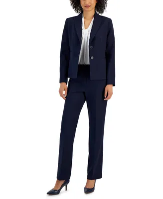 Le Suit Women's Peal-Lapel Mid-Rise Straight-Leg Pantsuit
