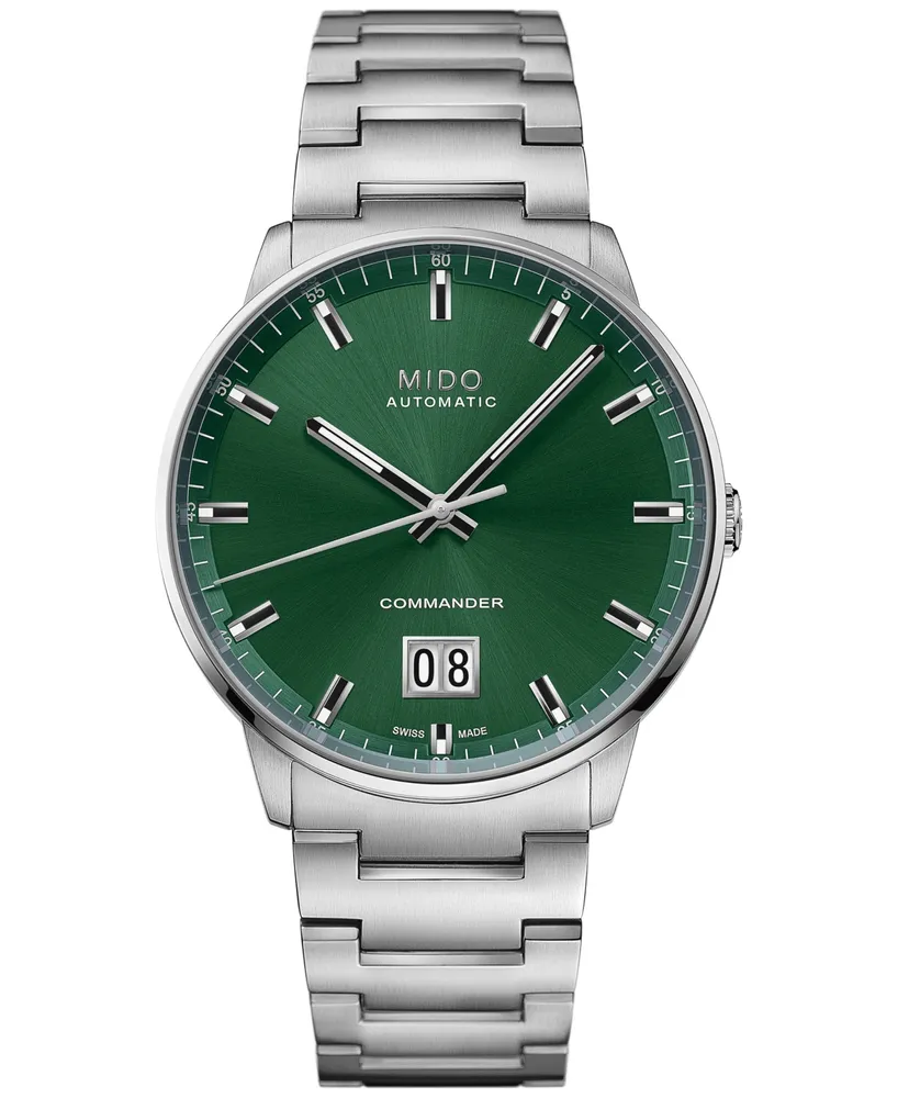 Mido Unisex Swiss Automatic Commander Stainless Steel Bracelet Watch 44mm
