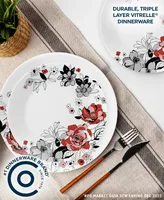Corelle Vitrelle Chelsea Rose 12-Piece Dinnerware Set, Service for 4