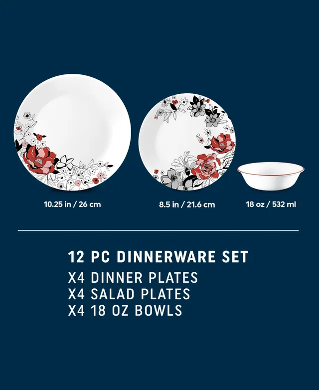 Corelle Leaf Stitch 12-Piece Dinnerware Set, Service for 4 - Macy's