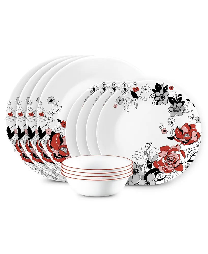 Corelle Vitrelle Chelsea Rose 12 Pc. Dinnerware Set, Service for 4