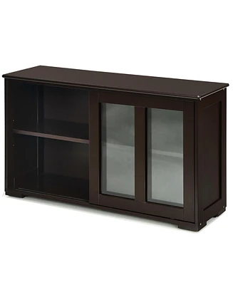 Storage Cabinet Sideboard Buffet Cupboard Glass Sliding Door