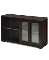 Storage Cabinet Sideboard Buffet Cupboard Glass Sliding Door