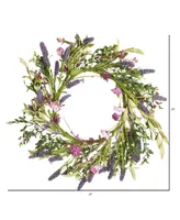 Vickerman 24" Artificial Purple Lilac Wild Flower Wreath