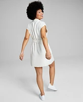 And Now This Women's Short-Sleeve Belted Shirtdress