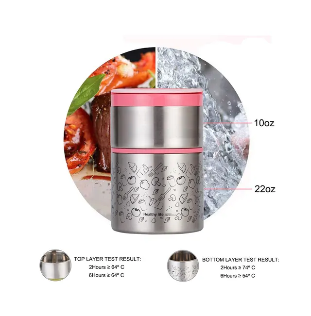 Lille Home 28OZ Stainless Steel Leakproof 2-Compartment Bento