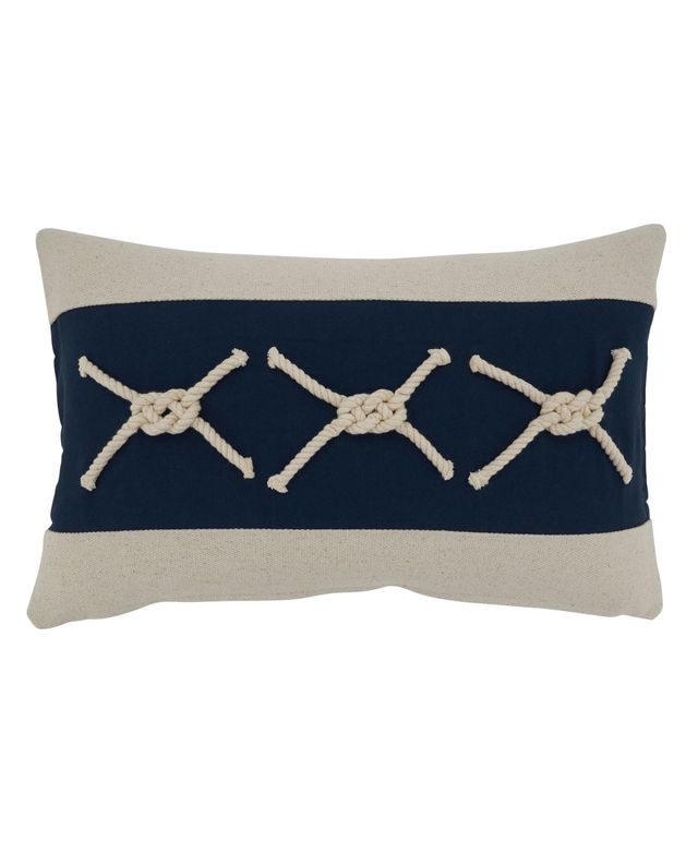 Saro Lifestyle Rope Knots Applique Decorative Pillow, 12" x 20"