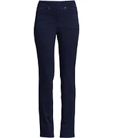 Lands' End Women's Starfish Mid Rise Knit Denim Straight Jeans