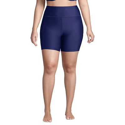 Lands' End Plus High Waisted 6" Bike Swim Shorts with Upf 50 Sun Protection