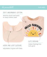 The Peanutshell Baby Girls Terry Bibs, 18 Pack for Feeding, Teething, or Drooling Foods/Hello Sunshine
