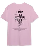 The Qi Cotton Live a Joyful Life Graphic Crewneck T-Shirt