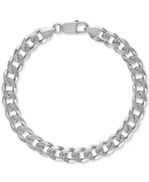 Esquire Men's Jewelry Curb Link Chain Bracelet in Sterling Silver, Created for Macy's