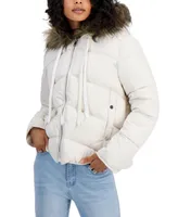 Maralyn & Me Juniors' Hooded Faux-Fur-Trim Puffer Coat