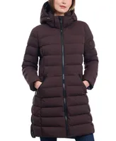 Michael Kors Women's Petite Hooded Faux-Leather-Trim Puffer Coat, Created for Macy's