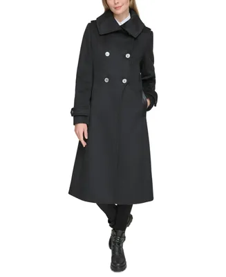 Karl Lagerfeld Paris Women's Faux-Leather-Trim Coat