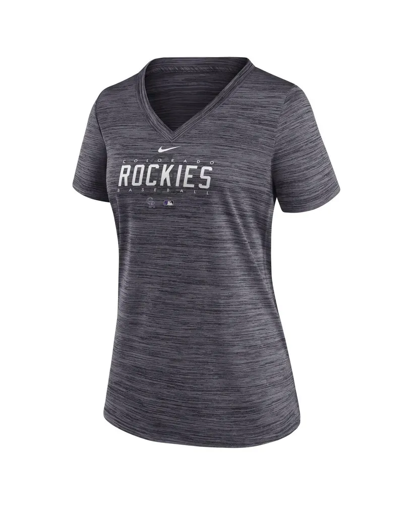 Women's Nike Black Colorado Rockies Authentic Collection Velocity Practice Performance V-Neck T-shirt