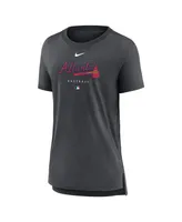 Women's Nike Heather Charcoal Atlanta Braves Authentic Collection Early Work Tri-Blend T-shirt