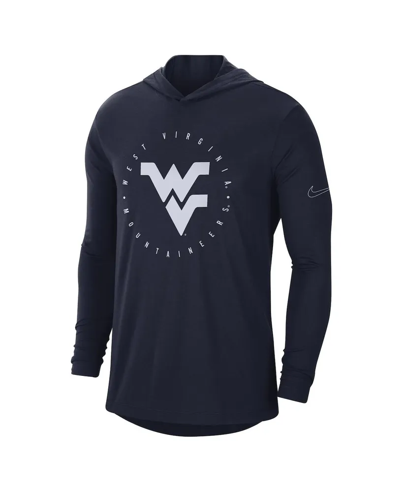 Men's Nike Navy West Virginia Mountaineers Campus Tri-Blend Performance Long Sleeve Hooded T-shirt