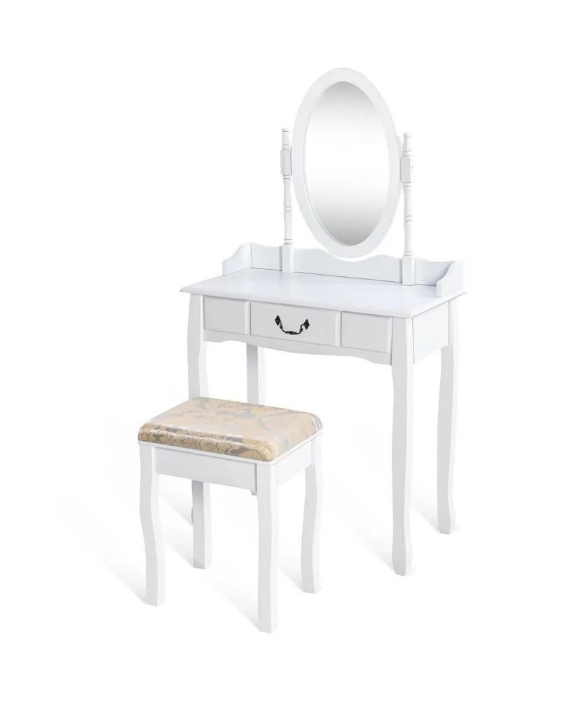 Costway Vanity Table Jewelry Makeup Desk Bench Dresser Stool