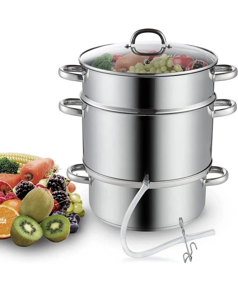 Cooks Standard Canning Juice Steamer Extractor Fruit Vegetables for Making Jelly, Sauces, 11-Quart Stainless Steel Multipot with Glass Lid, Clamp, 2