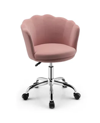 Costway Velvet Petal Shell Office Chair Adjustable Swivel Accent Vanity Armchair