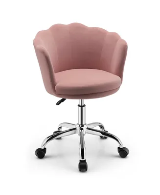 Costway Velvet Petal Shell Office Chair Adjustable Swivel