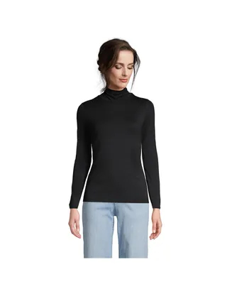 Lands' End Women's Tall Lightweight Jersey Skimming Long Sleeve Turtleneck