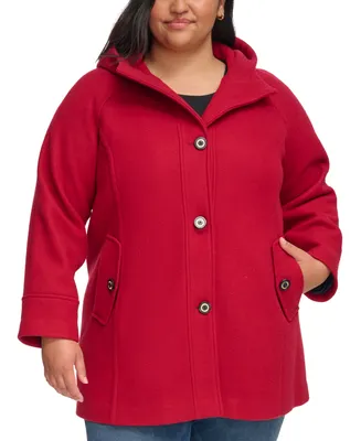 Tommy Hilfiger Women's Plus Size Hooded Button-Front Coat, Created for Macy's
