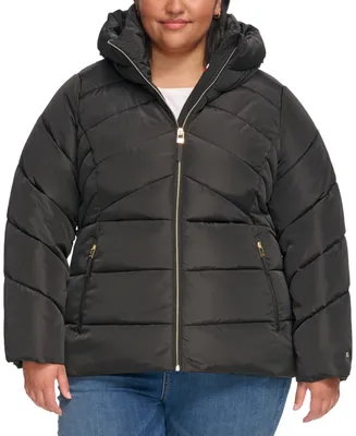Tommy Hilfiger Women's Plus Size Hooded Puffer Coat