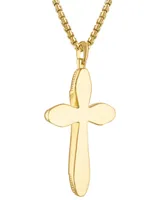 Bulova Men's Icon Black Agate Cross Pendant Necklace in 14k Gold-Plated Sterling Silver, 24" + 2" extender